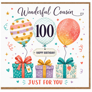 100th Birthday Card for Cousin, Wonderful Cousin Happy Birthday Card