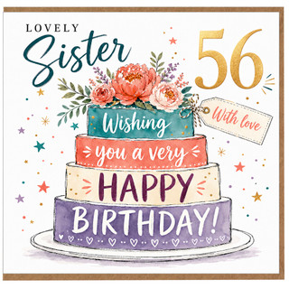 56th Birthday Card for Sister, Lovely Sister 56 With Love Wishing You a Very Happy Birthday