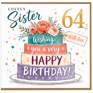 Sister 64th Birthday Card, Lovely Sister Birthday Card