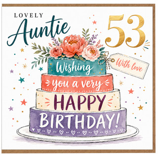 Auntie 53rd Birthday Card, Lovely Wishing You a Very Happy Birthday Card