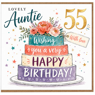 55th Birthday Card for Auntie, Lovely Auntie Happy Birthday Card