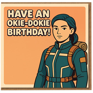 Have an Okie-Dokie Birthday Card - Retro Explorer Cartoon, Adventure Theme, Funny Greeting for Friends