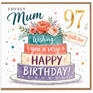 Mum 97th Birthday Card, Lovely Mum Happy Birthday Card