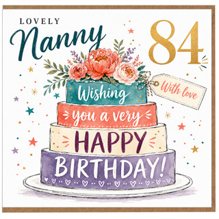 Nanny 84th Birthday Card, Lovely Floral Happy Birthday Card