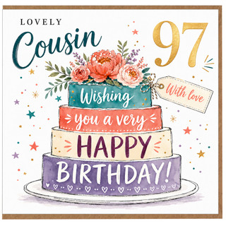 97th Birthday Card for Cousin, Lovely Happy Birthday Card