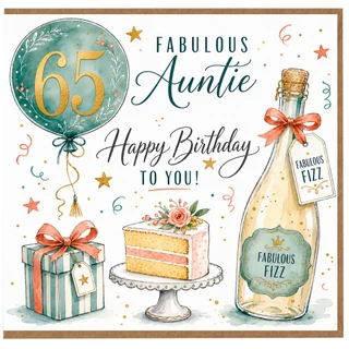 65th Birthday Auntie Card, Fabulous Happy Birthday To You