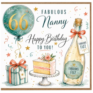Nanny 66th Birthday Card, Fabulous Happy Birthday Card