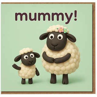 Mummy Sheep Mother's Day Card - Cute Mum and Lamb Design, Adorable Card for Mum from Son or Daughter