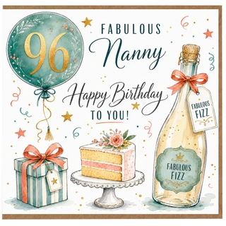 Nanny 96th Birthday Card, Fabulous Happy Birthday to You