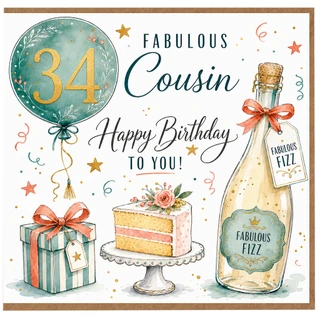 34th Birthday Cousin Card