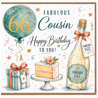 66th Birthday Card for Cousin, Fabulous 66 Happy Birthday to You