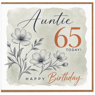 Auntie 65th Birthday Card, Happy Birthday Floral Card