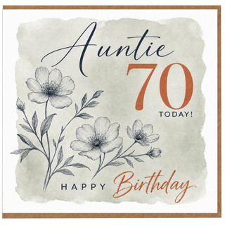 Auntie 70th Birthday Card, Floral Happy Birthday Card for Auntie