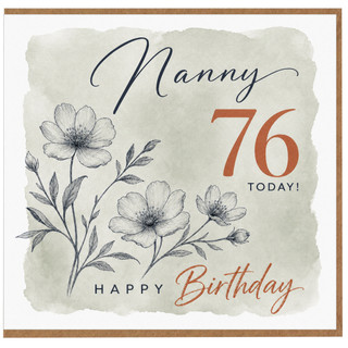 Nanny 76th Birthday Card, Happy Birthday Nanny Floral Card