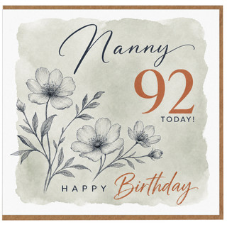 Nanny 92nd Birthday Card, Happy 92 Today Birthday Card for Nanny