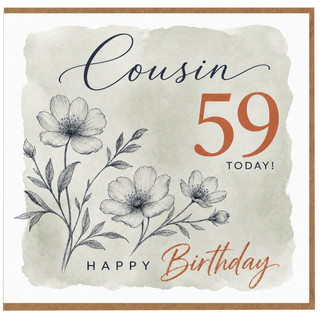 Cousin 59th Birthday Card, Happy 59 Today Floral Birthday Card