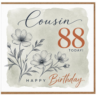 Cousin 88th Birthday Card, Happy Birthday Floral Card