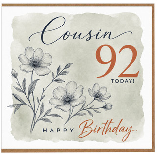 Cousin 92nd Birthday Card, Happy Birthday Cousin Card