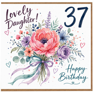 Daughter 37th Birthday Card, Floral Happy Birthday Card