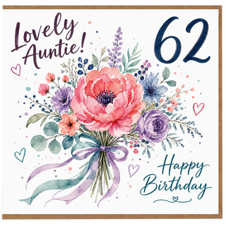 62nd Birthday Card for Auntie, Lovely Auntie Happy Birthday Floral Card
