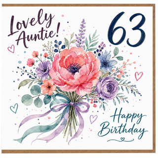 63rd Birthday Card for Auntie, Lovely Auntie Happy Birthday Floral Card