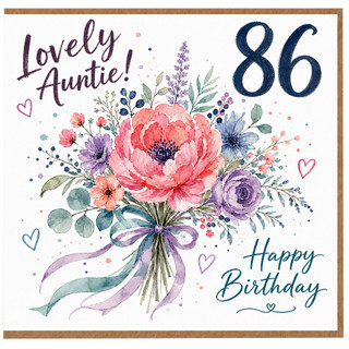 Auntie 86th Birthday Card, Lovely Floral Happy Birthday Card