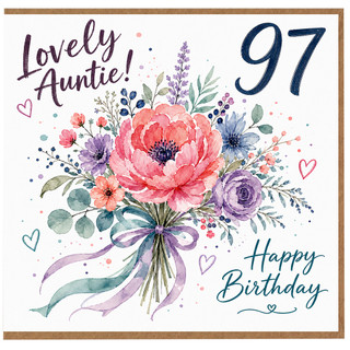 97th Birthday Card for Auntie, Lovely Auntie Happy Birthday Floral Card