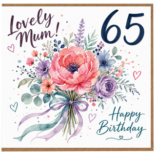 Mum 65th Birthday Card, Lovely Mum Happy Birthday Floral Card