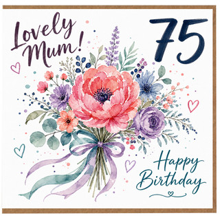 75th Birthday Card for Mum, Lovely Mum Floral Birthday Card