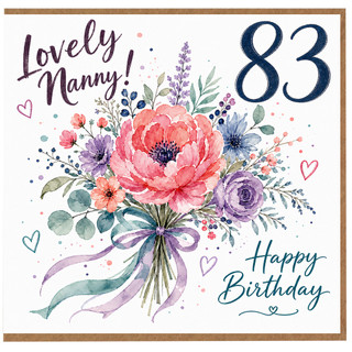Nanny 83rd Birthday Card, Lovely Floral Happy Birthday Card