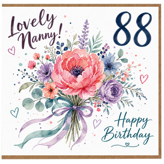 Nanny 88th Birthday Card, Lovely Nanny Happy Birthday Floral Card