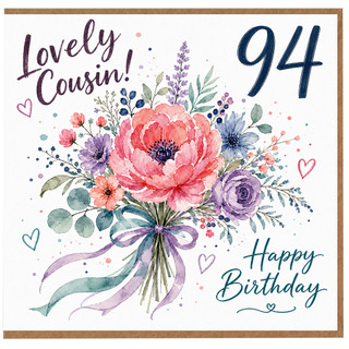 94th Birthday Card for Cousin, Lovely Cousin Happy Birthday Floral Card