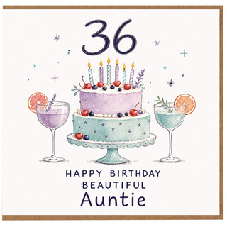36th Birthday Card for Auntie, Happy Birthday Beautiful Auntie Card
