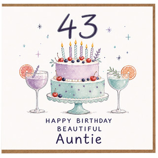 43rd Birthday Card for Auntie, Happy Birthday Beautiful Auntie Card