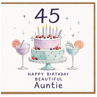 45th Birthday Card for Auntie, Happy Birthday Beautiful Auntie Card