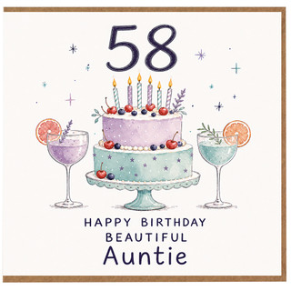 58th Birthday Card for Auntie, Happy Birthday Beautiful Auntie Card