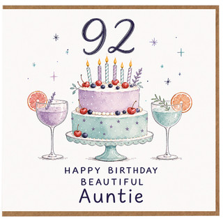 92nd Birthday Card for Auntie, Happy Birthday Beautiful Auntie Card