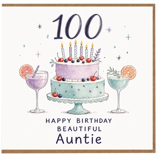 100th Birthday Card for Auntie, Happy Birthday Beautiful Auntie Card