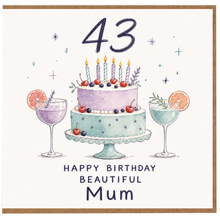 43rd Birthday Card for Mum, Happy Birthday Beautiful Mum Card