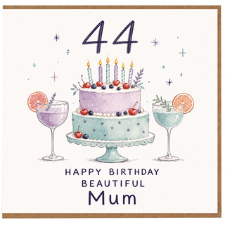 44th Birthday Card for Mum, Happy Birthday Beautiful Mum Card