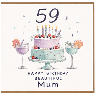 Mum 59th Birthday Card, Happy Birthday Beautiful Mum Card
