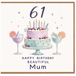 61st Birthday Card for Mum, Happy Birthday Beautiful Mum