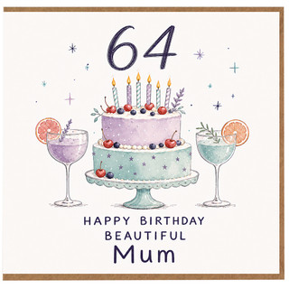 64th Birthday Card for Mum, Happy Birthday Beautiful Mum Card