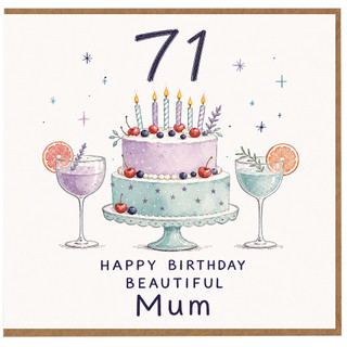 71st Birthday Card for Mum, Happy Birthday Beautiful Mum Card