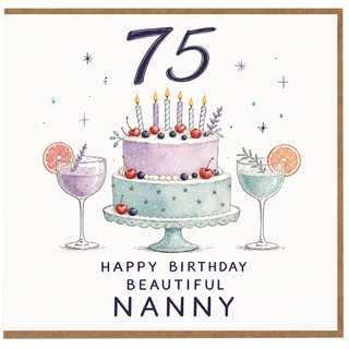 Nanny 75th Birthday Card, Happy Birthday Beautiful Nanny Card