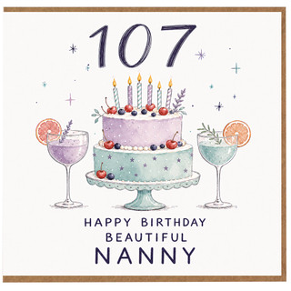 Nanny 107th Birthday Card, Happy Birthday Beautiful Nanny Card