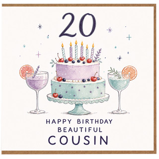 20th Birthday Card for Cousin, Happy Birthday Beautiful Cousin Card