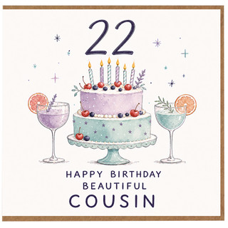 22nd Birthday Card for Cousin, Happy Birthday Beautiful Cousin Card