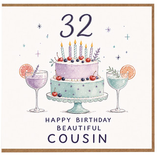 32nd Birthday Cousin Card, Beautiful Cousin Birthday Card