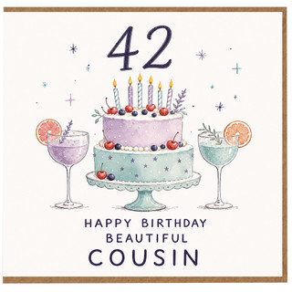 42nd Birthday Card for Cousin, Happy Birthday Beautiful Cousin Card